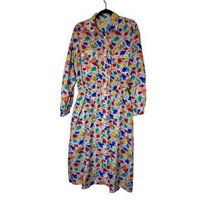 Katie Lewis Woman's Rainbow Brush Long Sleeve Fit Flare Dress Size 16